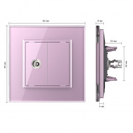 Розетка телевизионная одинарная Livolo, 1 пост, цвет розовый