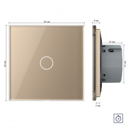 Одноклавишный сенсорный выключатель с таймером Livolo, 1 пост, цвет золотой