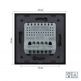 Двухклавишный сенсорный диммер Livolo с функцией радиоуправления, 1 пост, цвет черный