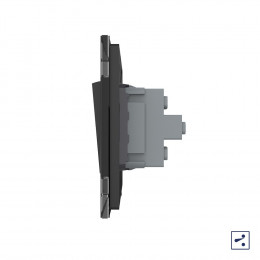 Механический проходной выключатель Livolo 2 клавиши Черный