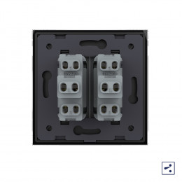 Механический проходной выключатель Livolo 2 клавиши Черный