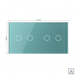 Сенсорный выключатель Livolo с функцией радиоуправления, 4 клавиши (2-2), 2 поста, цвет зеленый
