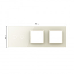 Панель для сенсорного выключателя и двух розеток Livolo, 2 клавиши, цвет жемчужный, стекло