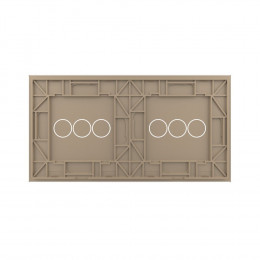 Панель для двух сенсорных выключателей Livolo, 6 клавиш (3+3), цвет золотой, стекло