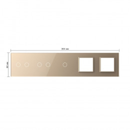 Панель для 3-х сенсорных выключателей и 2-х розеток Livolo, 5 клавиш (2+2+1), цвет золотой, стекло