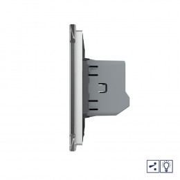 Одноклавишный проходной/перекрестный сенсорный диммер Livolo, 1 пост, цвет серый