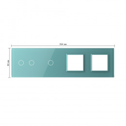 Панель для 2-х сенсорных выключателей и 2-х розеток Livolo, 3 клавиши (2+1), цвет зеленый, стекло