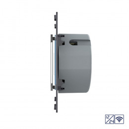 Двухклавишный сенсорный выключатель Livolo Quadro 12/24В с функцией радиоуправления, цвет черный (механизм) VL-Q7-02CR-12