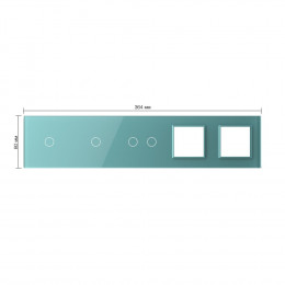 Панель для 3-х сенсорных выключателей и 2-х розеток Livolo, 4 клавиши (1+1+2), цвет зеленый, стекло