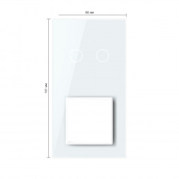 Панель вертикальная для сенсорного выключателя и розетки Livolo, 2 клавиши, цвет белый, стекло