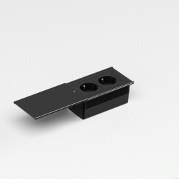 Настольный встраиваемый розеточный блок, сдвижная крышка, 4 мод. (2 мод. 45х45), черный DDSB4SCAB