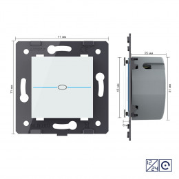 Одноклавишная сенсорная кнопка Livolo Quadro 12/24В, цвет белый (механизм)