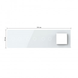 Панель для 3-х сенсорных выключателей и розетки Livolo, 6 клавиш (2+2+2), цвет белый, стекло