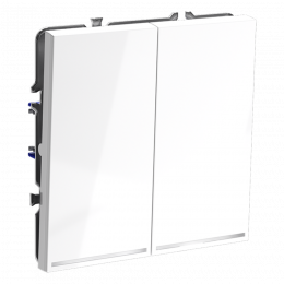 Проходной переключатель встраиваемый VOLTUM S70 двухклавишный с подсветкой (белый глянцевый) VLS020401