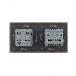 Одноклавишный сенсорный выключатель с розеткой Livolo, 2 поста, цвет шампань