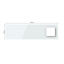 Панель для 3-х сенсорных выключателей и розетки Livolo, 5 клавиш (1+2+2), цвет белый, стекло