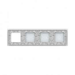 Панель для 3-х сенсорных выключателей и розетки Livolo, 5 клавиш (1+2+2), цвет белый, стекло