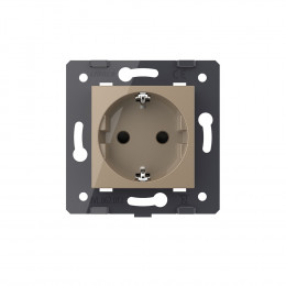 Розетка с заземлением защитными шторками LIVOLO золотая VL-C7-C1EU-13  (механизм)