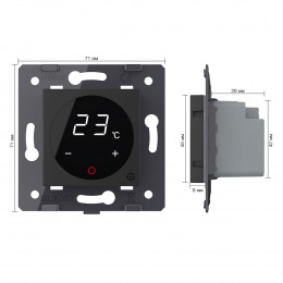 Терморегулятор пола Livolo 16А, сенсорное управление, датчик воздуха, датчик пола 5 м, Черный (механизм) VL-FCQ1-2BPS72