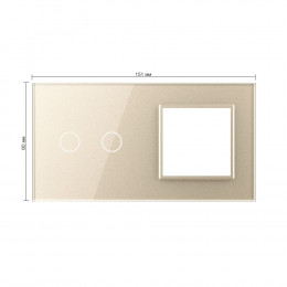 Панель для сенсорного выключателя и розетки Livolo, 2 клавиши, цвет шампань, стекло