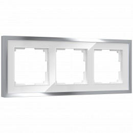 Рамка из металла на 3 поста Baguette белый/серебро