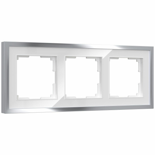 Купить Рамка из металла на 3 поста Baguette белый/серебро в rum24.ru