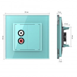 Розетка аудио RCA "двойной тюльпан" одинарная Livolo, 1 пост, цвет зеленый