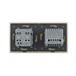 Двухклавишный сенсорный выключатель с розеткой Livolo, 2 поста, цвет жемчужный VL-C702/C7C1EU-14