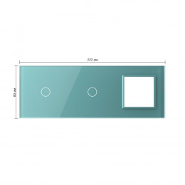 Панель для двух сенсорных выключателей и розетки Livolo, 2 клавиши (1+1), цвет зеленый, стекло