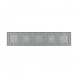 Панель для пяти сенсорных выключателей Livolo, 7 клавиш (2+1+1+1+2), цвет серый, стекло