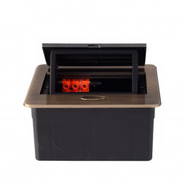 Выдвижной горизонтальный модуль RocketSocket в столешницу для розеток Livolo 2 поста, бронза