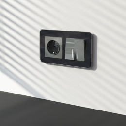 Выключатель двухклавишный проходной с подсветкой (графит акрил) Werkel W1122144