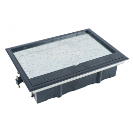 Лючок в пол 16 мод. (8 мод. 45х45 мм.) верт. установка, крышка ABS +гальванизированная стальная DFB16S