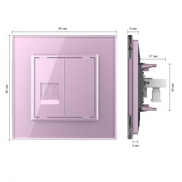 Розетка телефонная одинарная RJ-11 кат.3 Livolo, 1 пост, цвет розовый