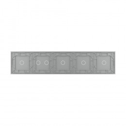 Панель для пяти сенсорных выключателей Livolo, 6 клавиш (1+1+1+2+1), цвет серый, стекло