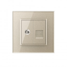 Розетка телевизионная и интернет RJ-45 кат.6 Livolo, 1 пост, цвет шампань