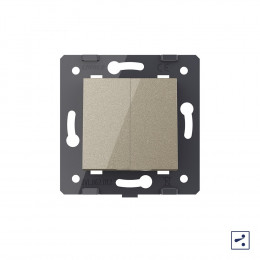 Двухклавишный простой и проходной механический выключатель Livolo, цвет шампань (механизм), VL-C7-K2S-16