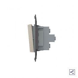 Двухклавишный простой и проходной механический выключатель Livolo, цвет шампань (механизм), VL-C7-K2S-16