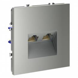 Розетка компьютерная встраиваемая VOLTUM S70 двойная RJ45+RJ45 кат.6, (сталь) VLS060205