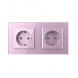 Розетка электрическая 16A Livolo, 2 поста, цвет розовый