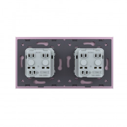 Розетка электрическая 16A Livolo, 2 поста, цвет розовый