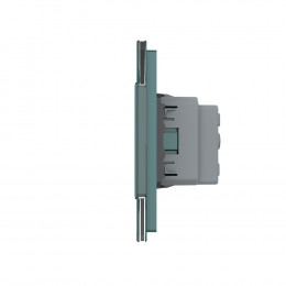 Сенсорный выключатель Livolo 3 клавиши (1-2) с розеткой Livolo, 3 поста, цвет зеленый