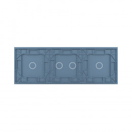 Панель для трех сенсорных выключателей Livolo, 4 клавиши (1+2+1), цвет синий, стекло