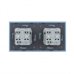 Розетка электрическая 16A Livolo, 2 поста, цвет синий