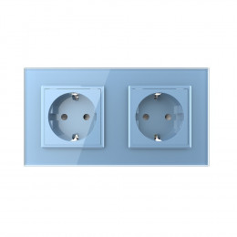 Розетка электрическая 16A Livolo, 2 поста, цвет синий