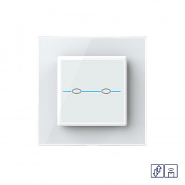 Сенсорный радиоуправляемый выключатель для жалюзи Livolo Quadro 2 клавиши 1 модуль Белый VL-Q702WR-11