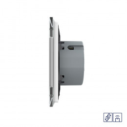 Сенсорный радиоуправляемый выключатель для жалюзи Livolo Quadro 2 клавиши 1 модуль Белый VL-Q702WR-11