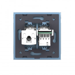 Розетка телефонная RJ-11 кат.3 и интернет RJ-45 кат.6 Livolo, 1 пост, цвет синий