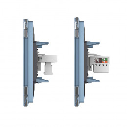 Розетка телефонная RJ-11 кат.3 и интернет RJ-45 кат.6 Livolo, 1 пост, цвет синий