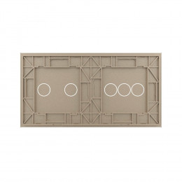 Панель для двух сенсорных выключателей Livolo, 5 клавиш (3+2), цвет шампань, стекло